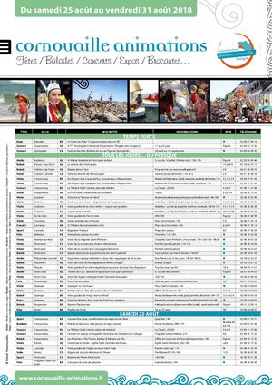 Cornouaille Animations 25 Au 31 Aout 2018