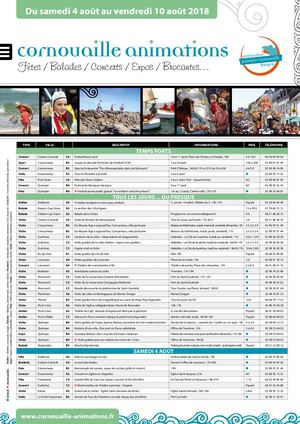 Cornouaille Animations 4 au 10 Août 2018