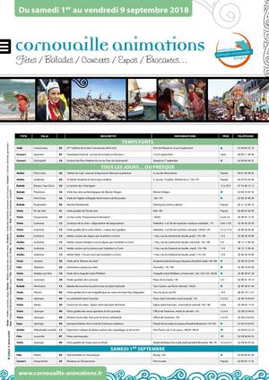 Cornouaille Animations 1 au 9 Sept 2018