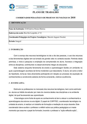 Plano De Trabalho Marcelo 2018 2º Envio