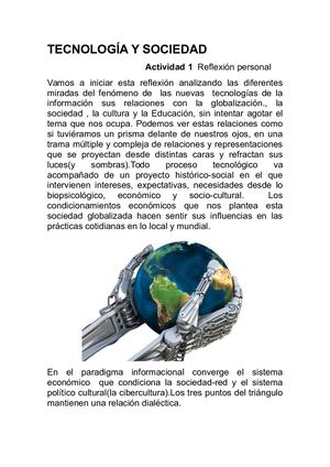 Tecnologia Y Sociedad