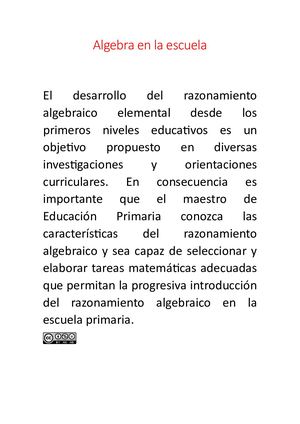 Algebra En La Escuela