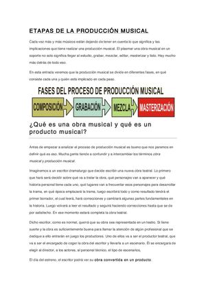 Etapas De La Producción Musical