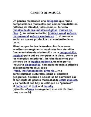 Genero De Musica