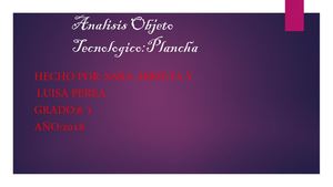 Analisis Objeto Tecnologico