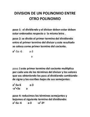 Division De Un Polinomio Entre Otro Polinomio