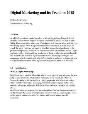 Digital Marketing And Its Trend In 2018