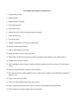 70 Actividades Para Mejorar La Motricidad Fina