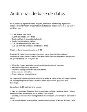 Auditorias De Base De Datos