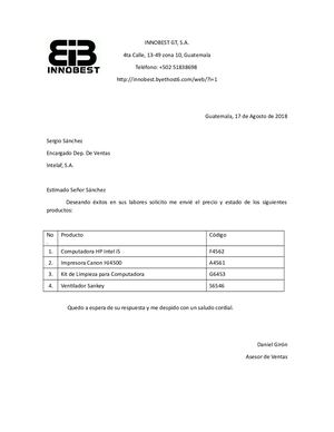 Carta De Cotizacion