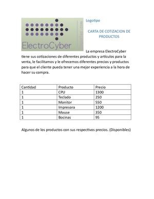 Carta De Cotizacion