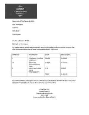 Carta De Cotización