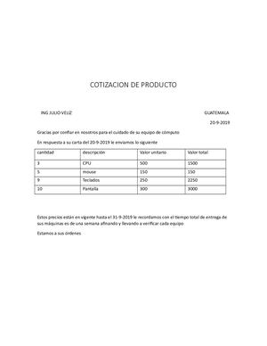 Cotizacion De Producto