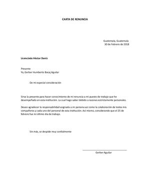 Carta De Renuncia