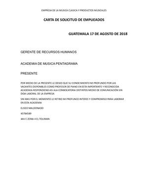 Carta De Solicitud De Emplieados
