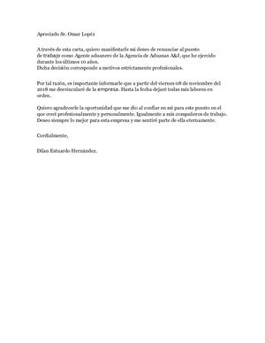 Carta De Renuncia Omar