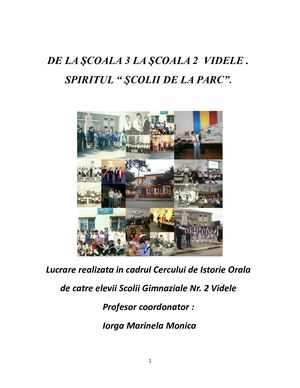 De La Scoala 3 La Scoala 2 Videle Spiritul Scolii De La Parc Pt Tipar Doc