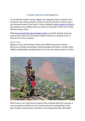 5 Unsafe Countries In Africa Right Now