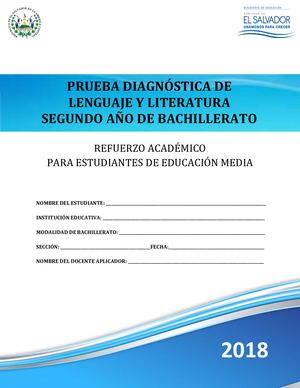 Prueba De Diagnóstico De Lenguaje Y Literatura Segundo Año De Bachillerato 2018