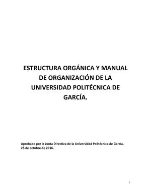 Estructura Orgánica Y Manual De Organización Universidad Politécnica De García