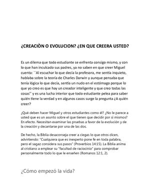 Creaciòn O Evolucion