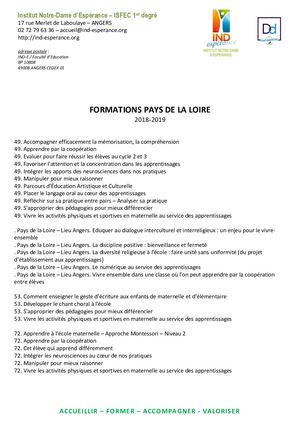 Catalogue Formations des enseignants Pays de la Loire 2018-2019