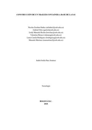 Elaboración de Trailer Container a base de latas y cartón