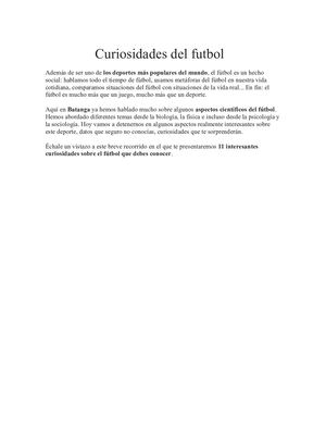 Curiosidades Del Futbol
