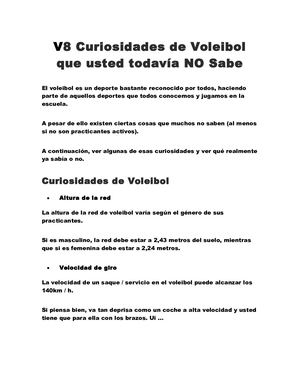 V8 Curiosidades De Voleibol Que Usted Todavía No Sabe