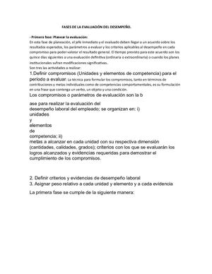 Fases De La Evaluación Del Desempeño