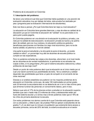 Problema De La Educación En Colombia G