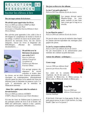 Canopé 01 _ Sélection Ressources Inciter A La Lecture