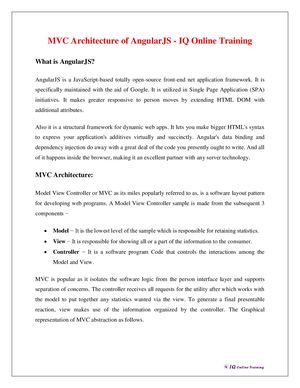 MVC Architecture of AngularJS - IQ Online Training