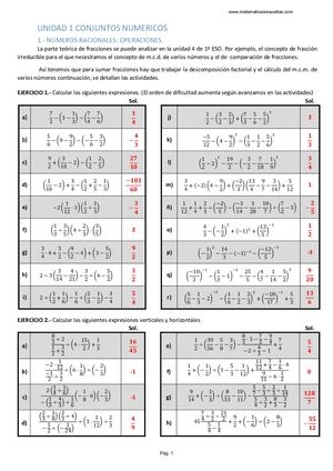 3º ESO Acad Unidad 1 Conjuntos Numericos