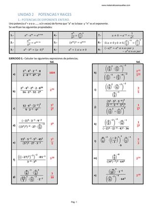 3º ESO Acad Unidad 2 Potencias Y Raices
