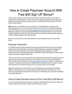 How To Create Payoneer Account With Free $35 Sign Up Bonus