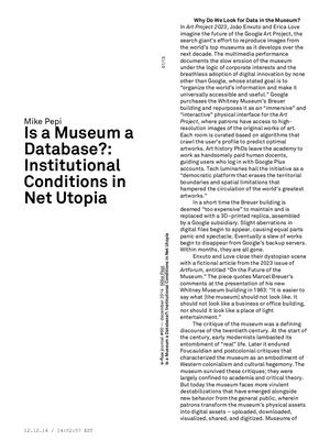 Mike Pepi Is A Museum A Database?.