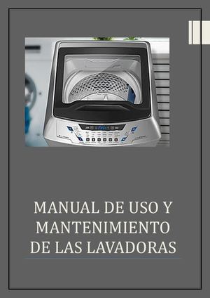 Manual De Uso Y Mantenimiento De Las Lavadoras