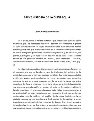 Breve Historia De La Oligarquia