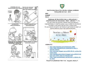 Folleto Derechos Y Deberes De Los Niños T° 1° 2016