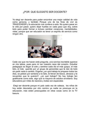 Por Que Elegiste Ser Docente