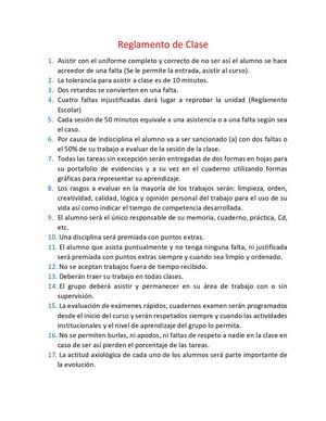 Reglamento De Clase Tic