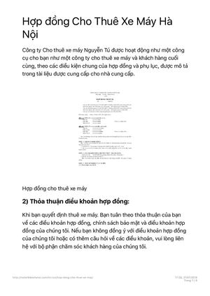 Hợp đỒng Cho Thuê Xe Máy Hà Nội