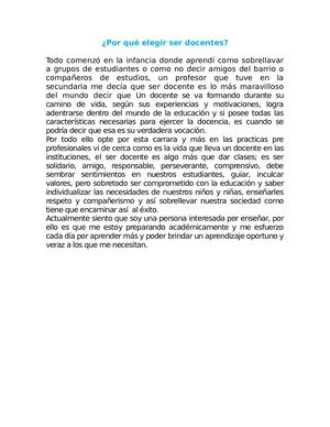 Por Qué Elegir Ser Docentes