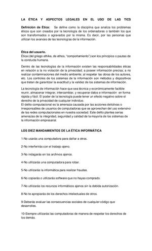 La ÉTica Y Aspectos Legales En El Uso De Las Tics