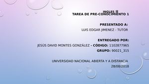 Pre Knowledge Task 1 Task 2 Ingles Ii Jesus Montes