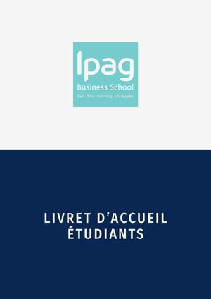 Livret d'accueil IPAG - PGE