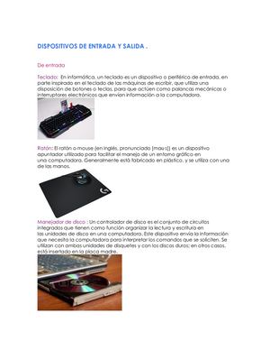 Dispositivos De Entrada Y Salida