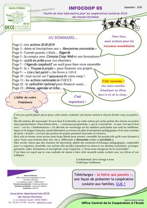 Infocoop De Rentrée 2018 2019