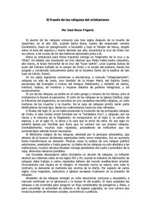 El Fraude de las reliquias del Cristianismo